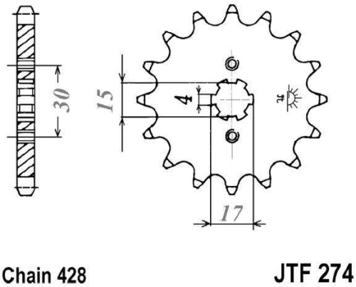 Řetězové kolečko JT JTF 274-15 15 zubů, 428 JTF274.15 726.49.89