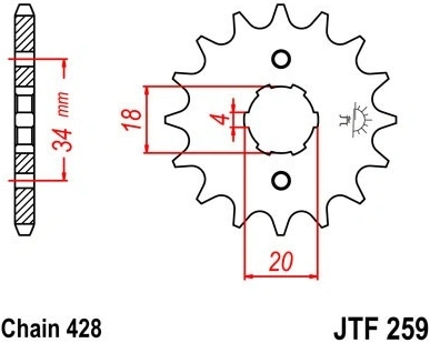 Řetězové kolečko JT JTF 259-12 12 zubů, 428 JTF259.12 726.07.48