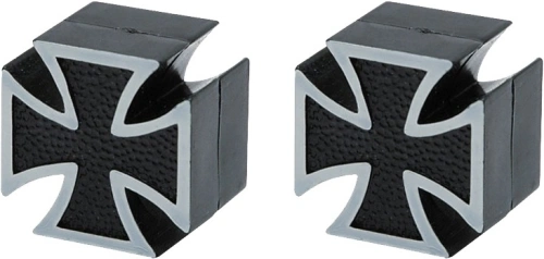 Čepičky ventilků Iron Cross, OXFORD (černá/stříbrná, pár)