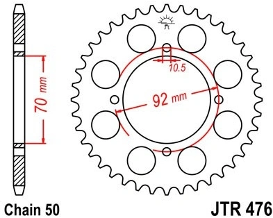 Řetězová rozeta JT JTR 476-43 43 zubů, 530 JTR476.43 727.476-43