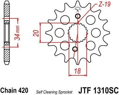 Řetězové kolečko JT JTF 1310-15SC 15 zubů, 420 Samočistící, Nízká hmotnost JTF1310.15SC 726.08.13