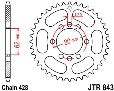 Řetězová rozeta JT JTR 843-54 54 zubů, 428 JTR843.54 727.843-54