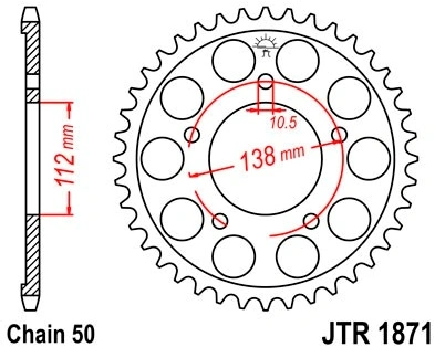 Řetězová rozeta JT JTR 1871-52 52 zubů, 530 JTR1871.52 727.1871-52