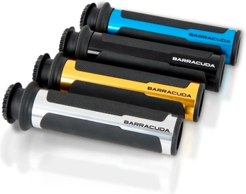 Motocyklové rukojeti Barracuda Racing Supergrip 120mm, na řidítka 22 mm (7/8") - černá/zlatá (pár) guma/hliník, délka 120mm, otevřené