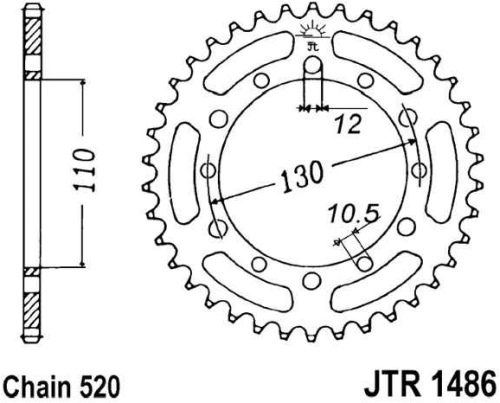 Řetězová rozeta JT JTR 1486-40 40 zubů, 520 JTR1486.40 727.55.06