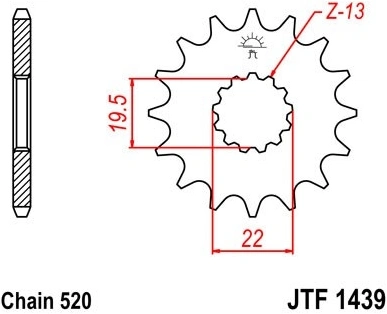 Řetězové kolečko JT JTF 1439-14 14 zubů, 520 JTF1439.14 726.1439-14