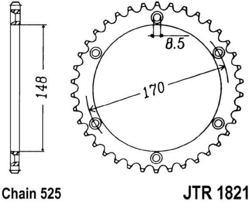 Řetězová rozeta JT JTR 1821-47 47 zubů, 525 JTR1821.47 727.51.34