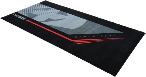 Textilní koberec pod motocykl SPORT L, OXFORD (červená/šedá/černá, rozměr 200 x 100 cm, splňující předpisy FIM)