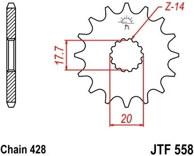 Řetězové kolečko JT JTF 558-20 20 zubů, 428 JTF558.20 726.558-20