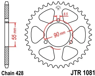 Řetězová rozeta JT JTR 1081-46 46 zubů, 428 JTR1081.46 727.85.26