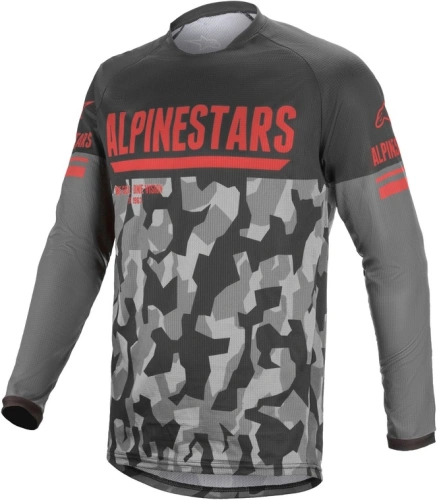 Dres VENTURE R 2021, ALPINESTARS (šedá camo/červená fluo/černá, vel. XL)