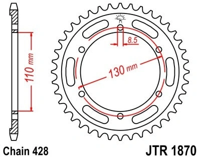 Řetězová rozeta JT JTR 1870-44 44 zubů, 428 JTR1870.44 727.91.28