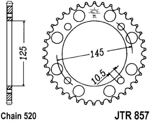 Řetězová rozeta JT JTR 857-46 46 zubů, 520 JTR857.46 727.57.53