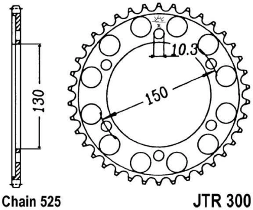 Řetězová rozeta JT JTR 300-39 39 zubů, 525 JTR300.39 727.57.79
