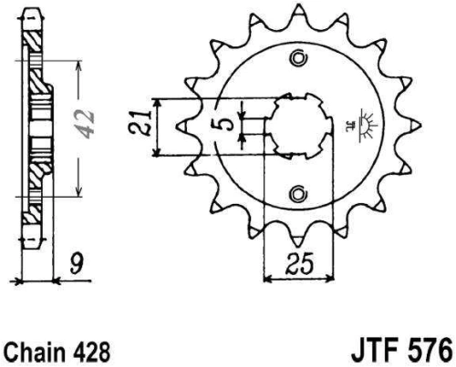 Řetězové kolečko JT JTF 576-19 19 zubů, 428 JTF576.19 726.28.43