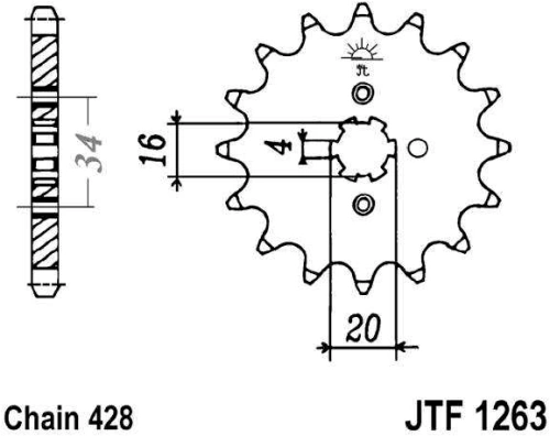 Řetězové kolečko JT JTF 1263-14 14 zubů, 428 JTF1263.14 726.31.63