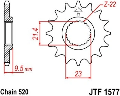 Řetězové kolečko JT JTF 1577-15 15 zubů, 520 JTF1577.15 726.04.66