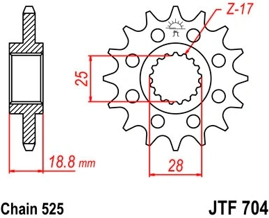 Řetězové kolečko JT JTF 704-15 15 zubů, 525 JTF704.15