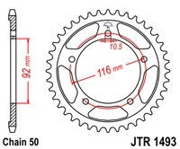 Řetězová rozeta JT JTR 1493-42 42 zubů, 530 JTR1493.42 727.1493-42