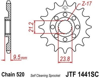 Řetězové kolečko JT JTF 1441-13SC 13 zubů, 520 Samočistící, Nízká hmotnost JTF1441.13SC 726.08.96