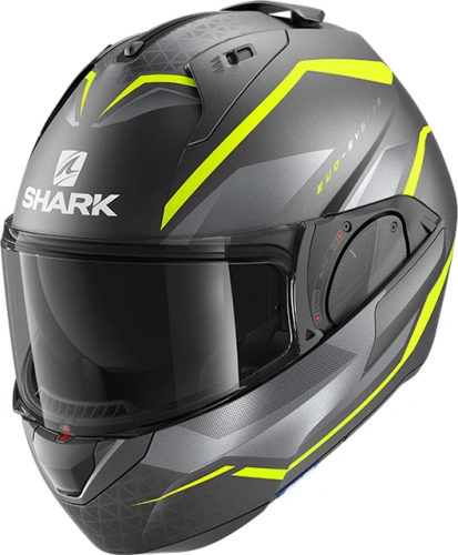 Výklopná helma na motorku SHARK EVO-ES Yari mat - černá/šedá/žlutá AYS