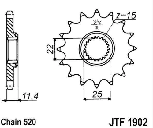 Řetězové kolečko JT JTF 1902-16 16 zubů, 520 JTF1902.16
