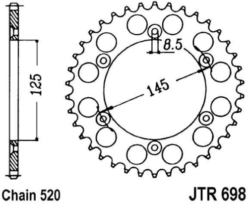 Řetězová rozeta JT JTR 698-44 44 zubů, 520 JTR698.44 727.53.16