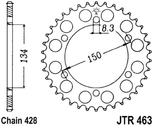 Řetězová rozeta JT JTR 463-48 48 zubů, 428 JTR463.48 727.57.87