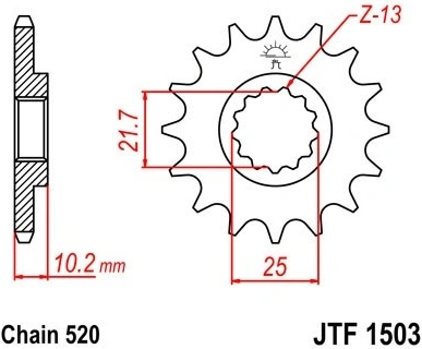 Řetězové kolečko JT JTF 1503-12 12 zubů, 520 JTF1503.12 726.37.34