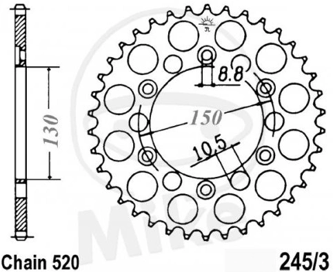Řetězová rozeta JT JTR 245/3-42 42 zubů, 520 JTR245/3.42 727.16.12