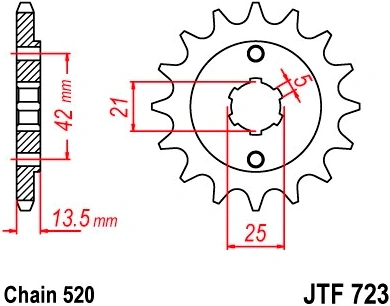 Řetězové kolečko pro sekundární řetězy typu 520, JT - Anglie (14 zubů) M290-3102-14