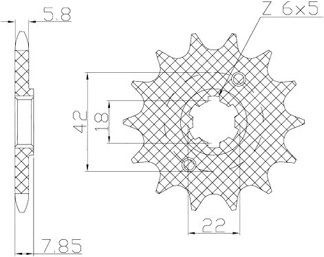 Řetězové kolečko pro sekundární řetězy typu 520, SUNSTAR (15 zubů) M291-3009-15