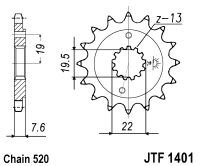 Řetězové kolečko JT JTF 1401-14 14 zubů, 520 JTF1401.14 726.36.92