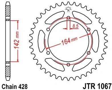 Řetězová rozeta JT JTR 1067-52 52 zubů, 428 JTR1067.52 727.11.90