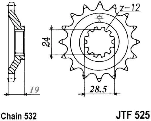 Řetězové kolečko JT JTF 525-17 17 zubů, 532 JTF525.17 726.49.22