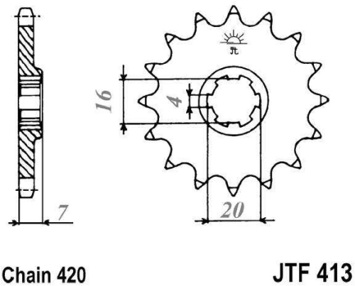 Řetězové kolečko JT JTF 413-12 12 zubů, 420 JTF413.12 726.29.67