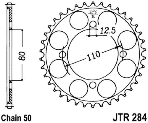Řetězová rozeta JT JTR 284-39 39 zubů, 530 JTR284.39 727.30.14