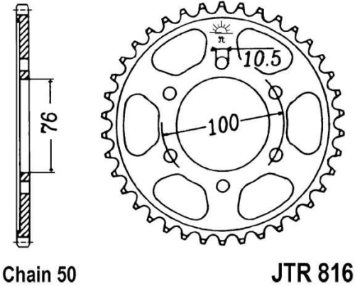 Řetězová rozeta JT JTR 816-50 50 zubů, 530 JTR816.50 727.25.52