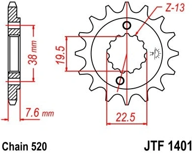 Řetězové kolečko JT JTF 1401-13 13 zubů, 520 JTF1401.13 726.47.16