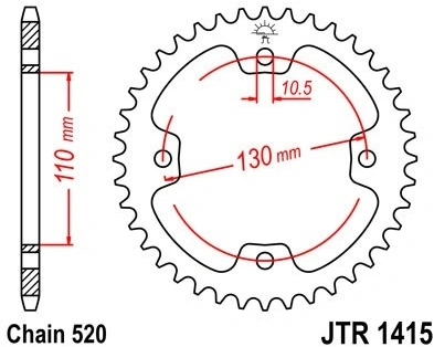 Řetězová rozeta JT JTR 1415-38 38 zubů, 520 JTR1415.38 727.60.82