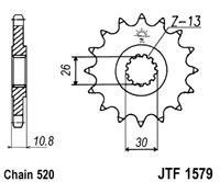 Řetězové kolečko JT JTF 1579-16 16 zubů, 520 JTF1579.16 726.16.21