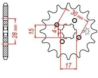 Řetězové kolečko pro sekundární řetězy typu 420, JT - Anglie (14 zubů) M290-1011-14
