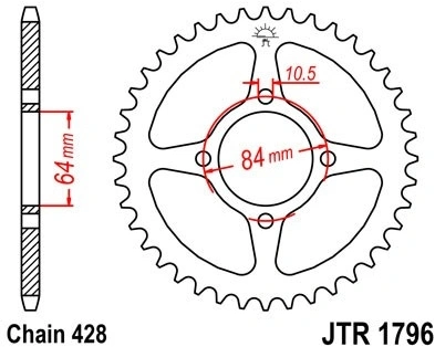 Řetězová rozeta JT JTR 1796-49 49 zubů, 428 JTR1796.49 727.27.27