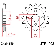 Řetězové kolečko JT JTF 1903-14 14 zubů, 520 JTF1903.14 726.1903-14