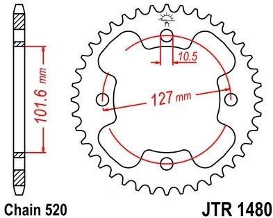 Řetězová rozeta JT JTR 1480-38 38 zubů, 520 JTR1480.38 727.1480-38