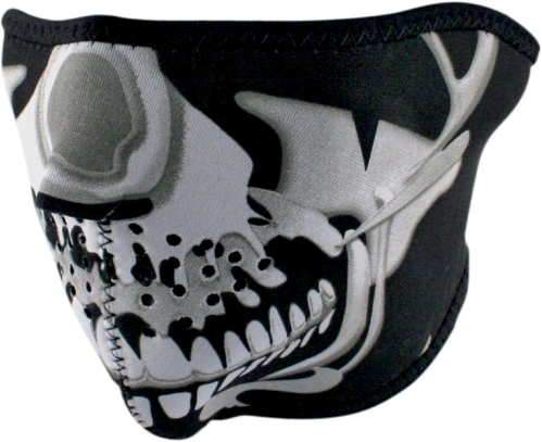 Neoprenová maska ZAN HEADGEAR Half-Face Mask Chrome Skull - černá