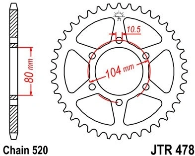 Řetězová rozeta JT JTR 478-42 42 zubů, 520 JTR478.42 727.51.29