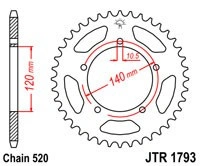Řetězová rozeta JT JTR 1793-42 42 zubů, 520 JTR1793.42 727.1793-42