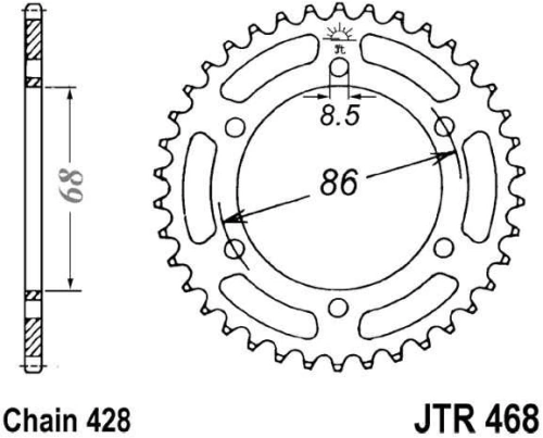 Řetězová rozeta JT JTR 468-46 46 zubů, 428 JTR468.46 727.61.57