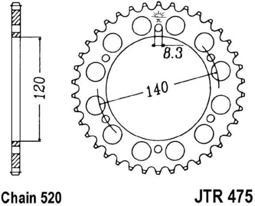 Řetězová rozeta JT JTR 475-44 44 zubů, 520 JTR475.44 727.41.45